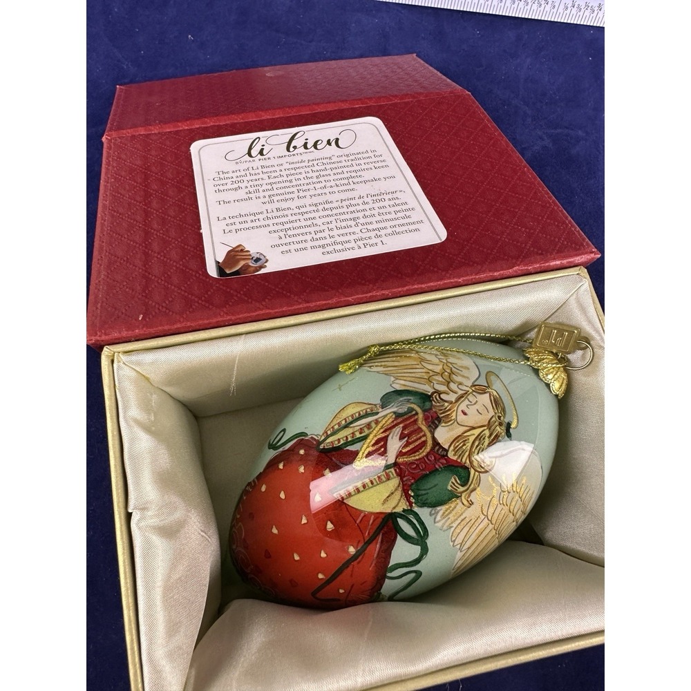 Pier 1 Inside Painted 2018 Li Bien Christmas Ornament Angel, w/Box